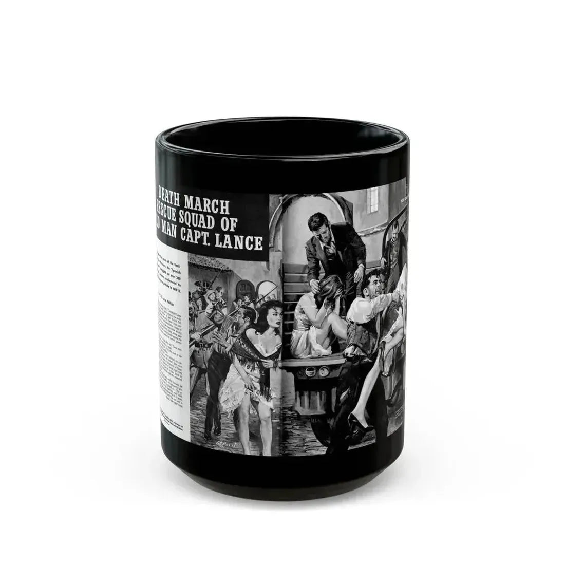 Death March Rescue Squad of Wild Man Capt. Lance, For Men Only, March 1961 - Black Coffee Mug 15oz - Go Mug Yourself