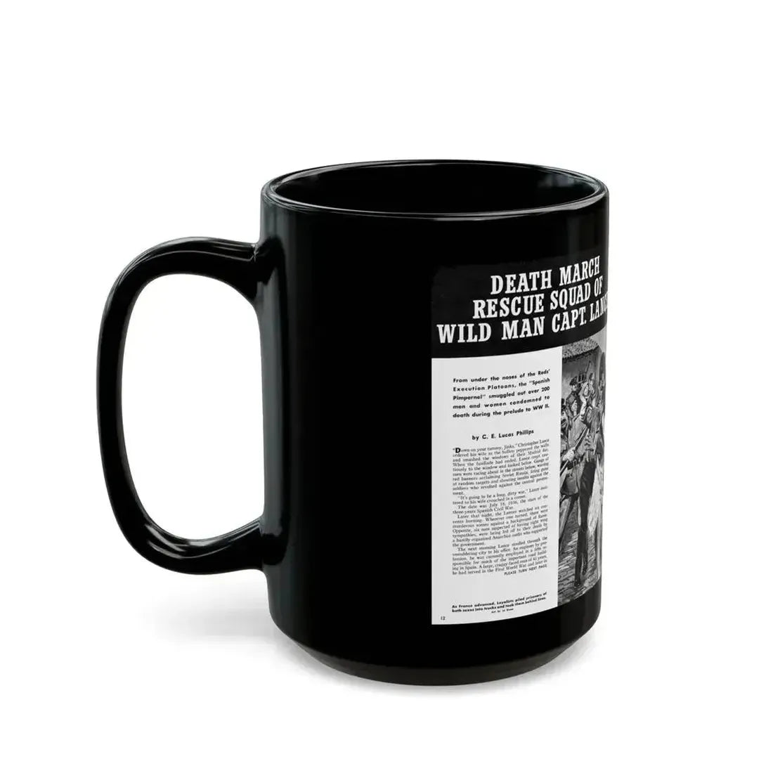 Death March Rescue Squad of Wild Man Capt. Lance, For Men Only, March 1961 - Black Coffee Mug - Go Mug Yourself