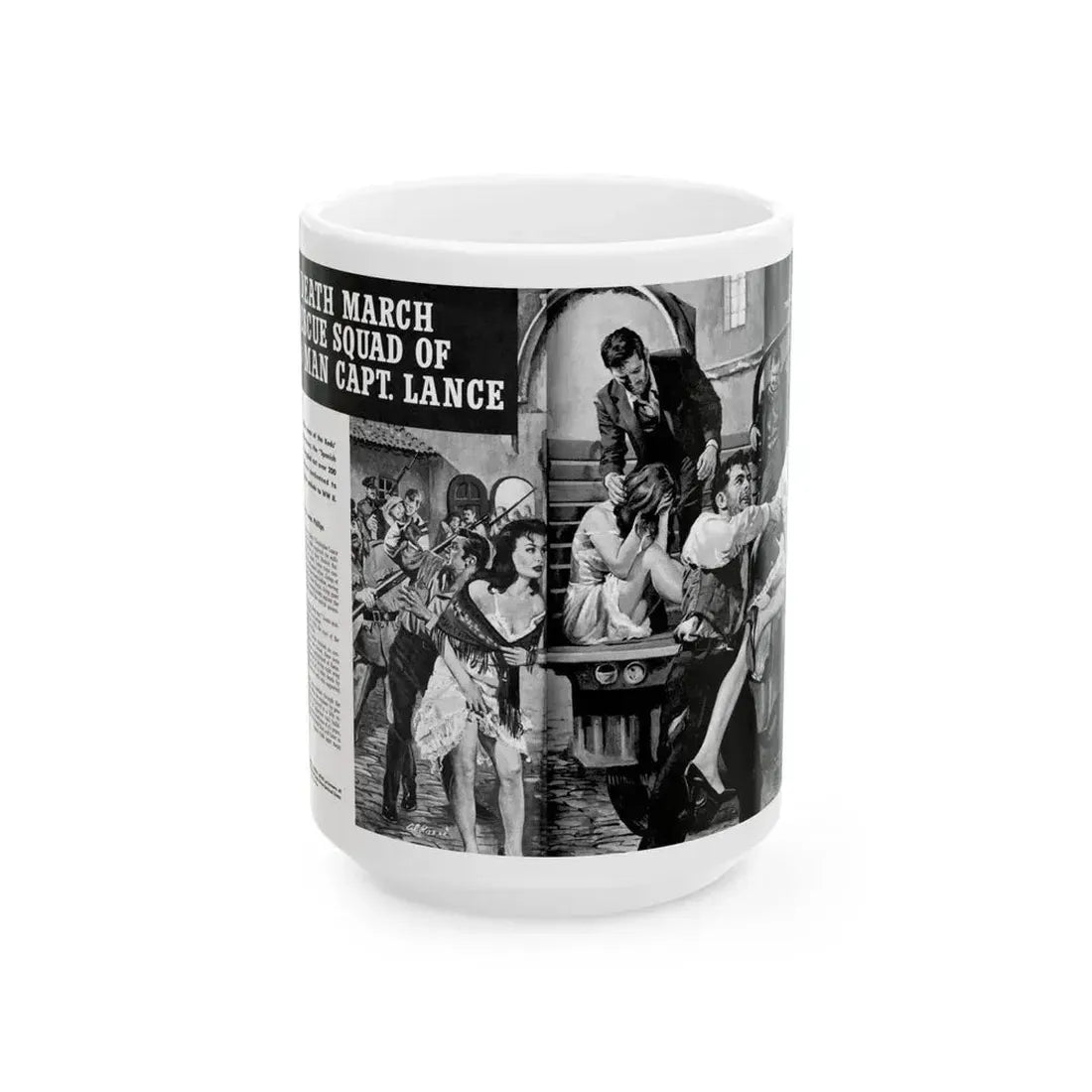 Death March Rescue Squad of Wild Man Capt. Lance, For Men Only, March 1961 - White Coffee Mug 15oz - Go Mug Yourself