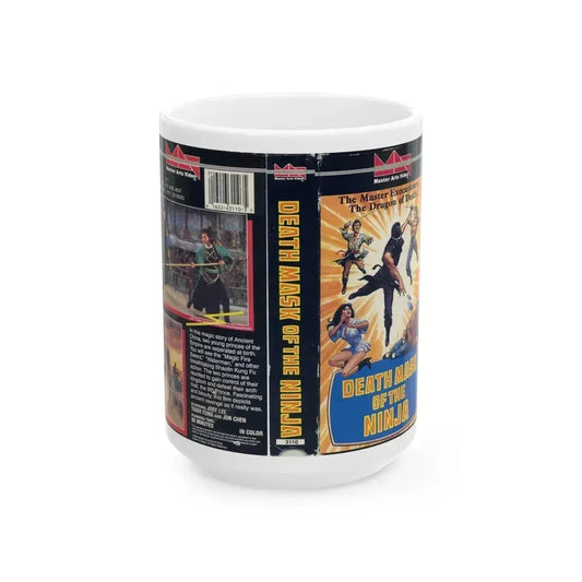 DEATH MASK OF THE NINJA (VHS COVER) - White Coffee Mug 15oz - Go Mug Yourself
