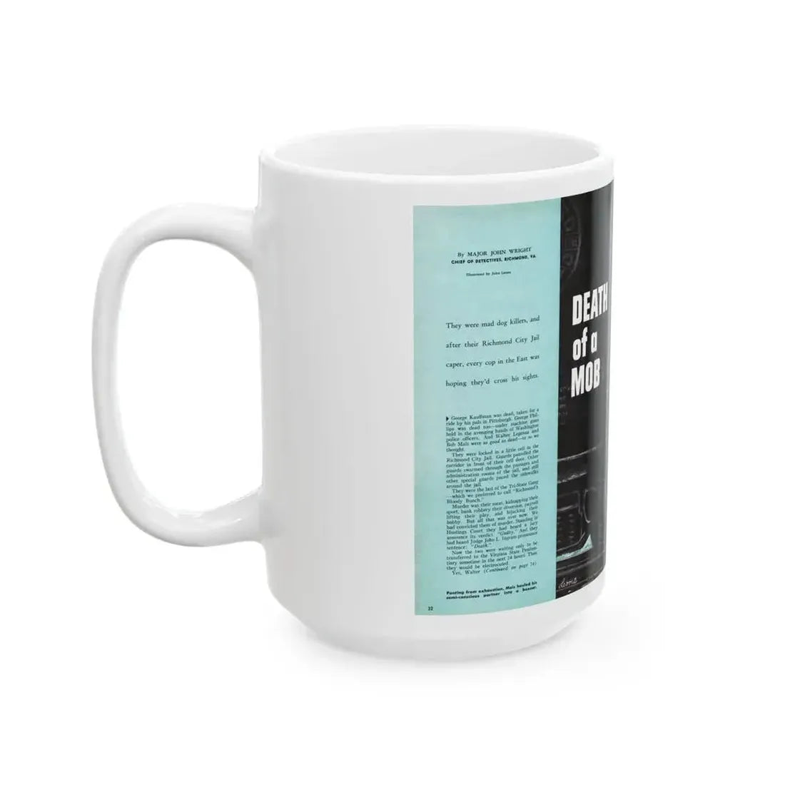 Death of a Mob, Male magazine, February 1957 - White Coffee Mug - Go Mug Yourself