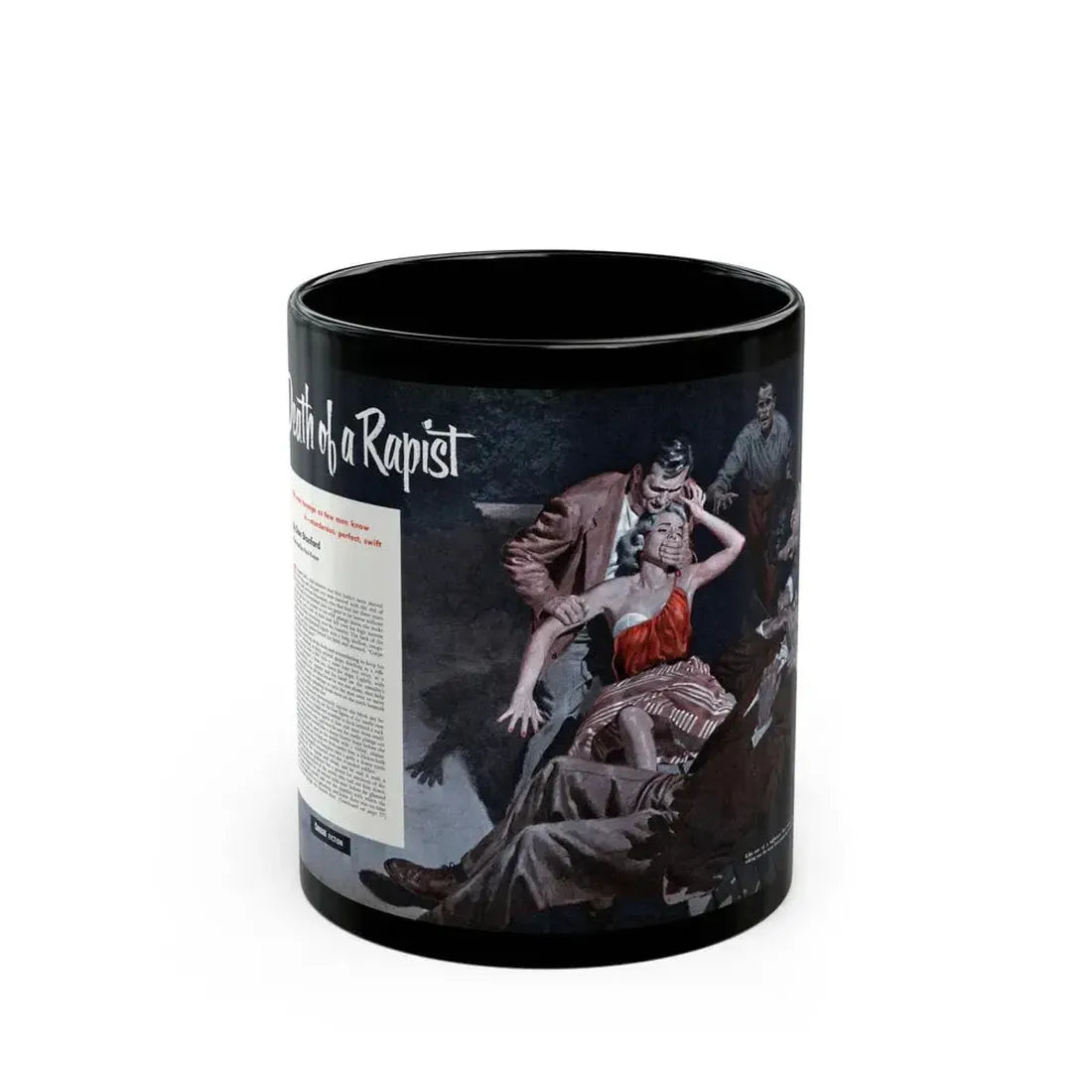 Death of a Rapist, Cavalier magazine, January 1953 - Black Coffee Mug 11oz - Go Mug Yourself