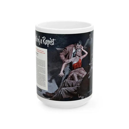 Death of a Rapist, Cavalier magazine, January 1953 - White Coffee Mug 15oz - Go Mug Yourself