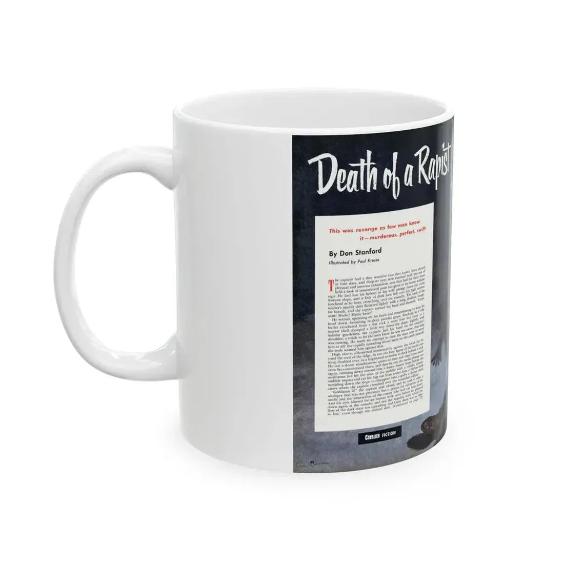 Death of a Rapist, Cavalier magazine, January 1953 - White Coffee Mug - Go Mug Yourself