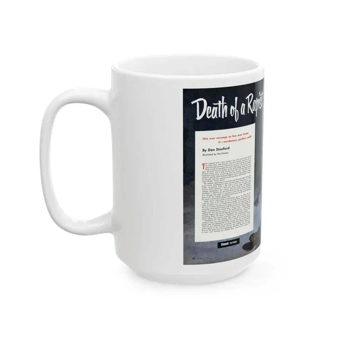 Death of a Rapist, Cavalier magazine, January 1953 - White Coffee Mug - Go Mug Yourself