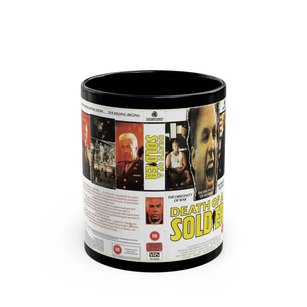 DEATH OF A SOLDIER (VHS COVER) - Black Coffee Mug-11oz-Go Mug Yourself