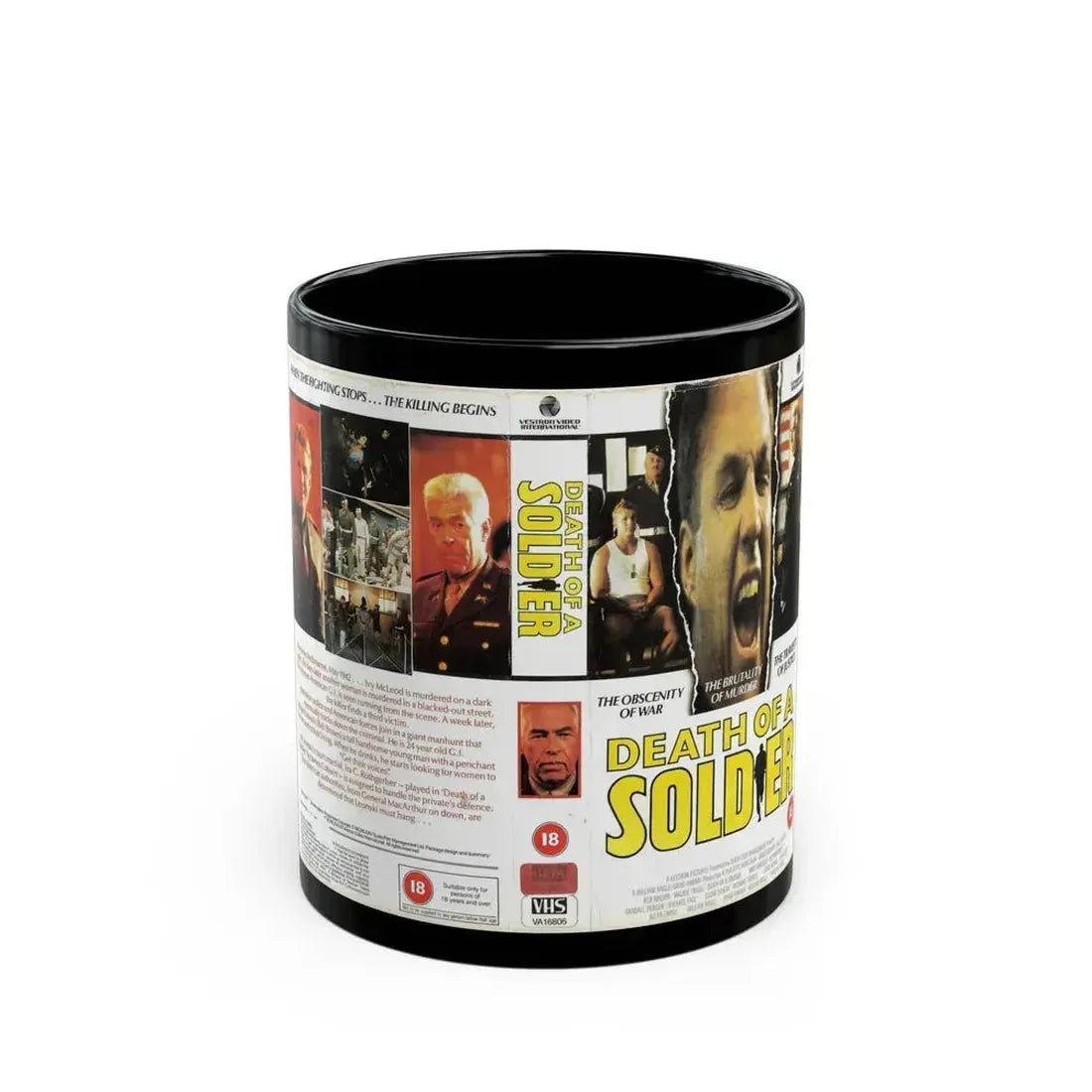 DEATH OF A SOLDIER (VHS COVER) - Black Coffee Mug 11oz - Go Mug Yourself