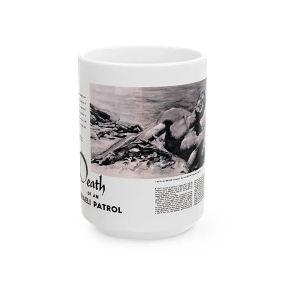 Death of an Israeli Patrol, Male magazine, September 1956 - White Coffee Mug 15oz - Go Mug Yourself