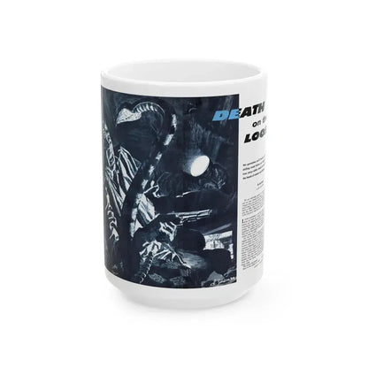 Death on the Loose, Bluebook for Men, February 1961 - White Coffee Mug 15oz - Go Mug Yourself