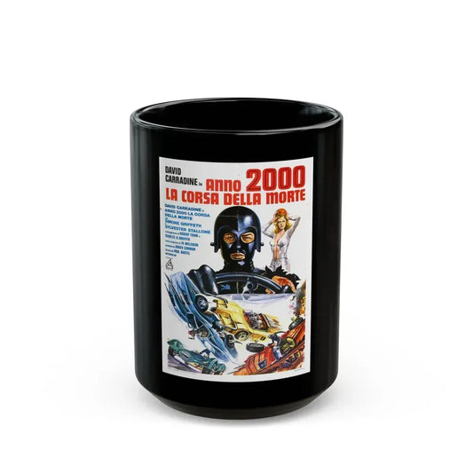 DEATH RACE 2000 (italian) 1975 Movie Poster - Black Coffee Mug 15oz - Go Mug Yourself