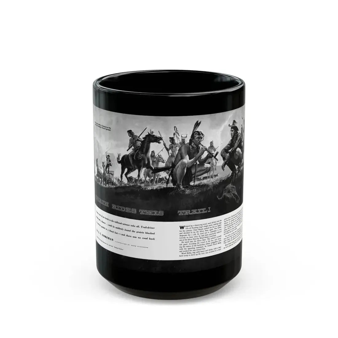 Death Rides This Trail, Adventure magazine, April 1959 - Black Coffee Mug 15oz - Go Mug Yourself