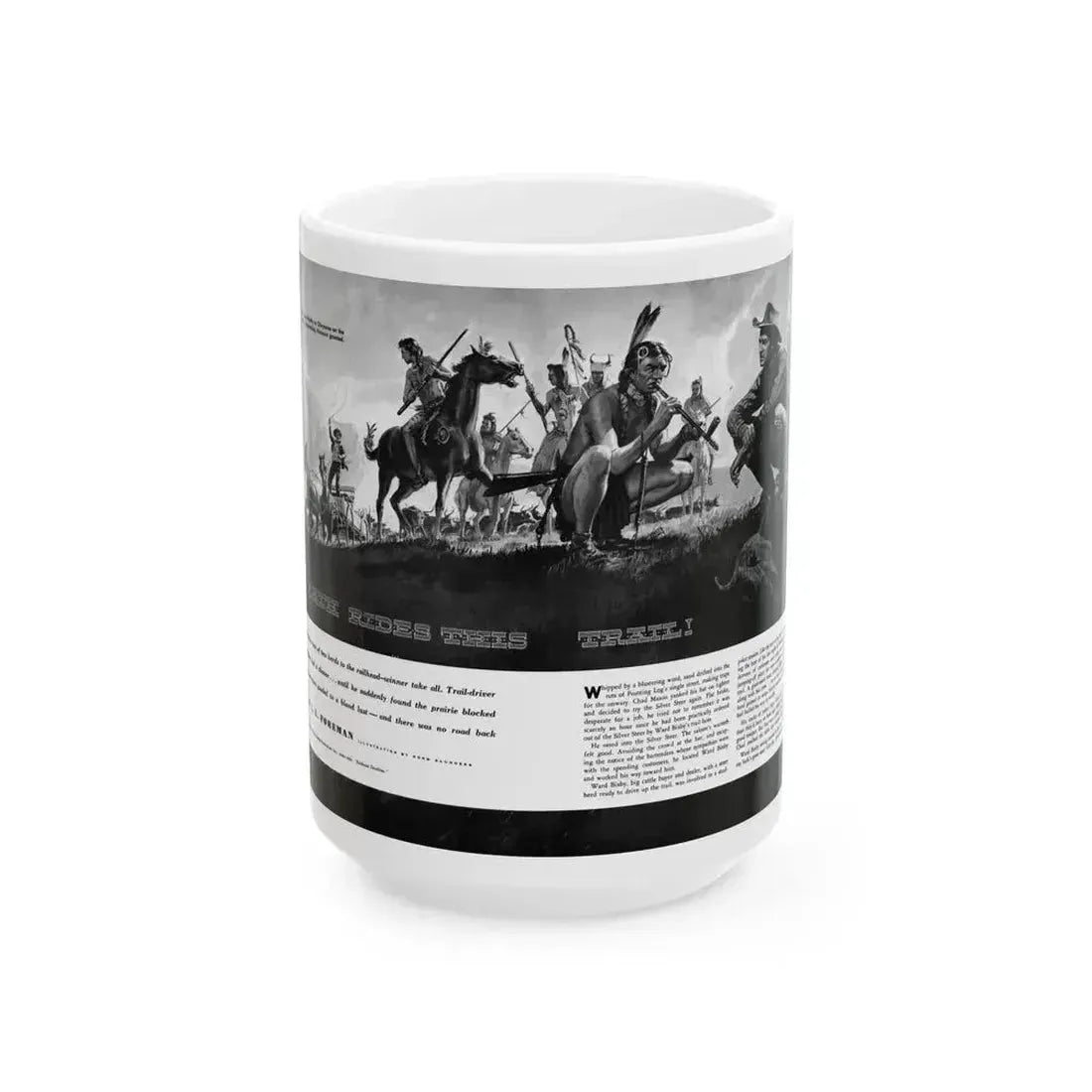 Death Rides This Trail, Adventure magazine, April 1959 - White Coffee Mug 15oz - Go Mug Yourself