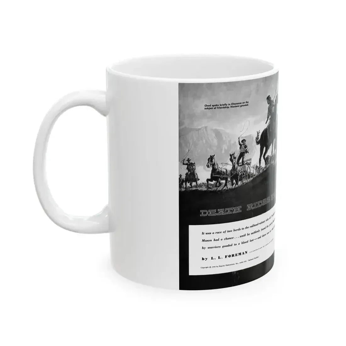 Death Rides This Trail, Adventure magazine, April 1959 - White Coffee Mug - Go Mug Yourself