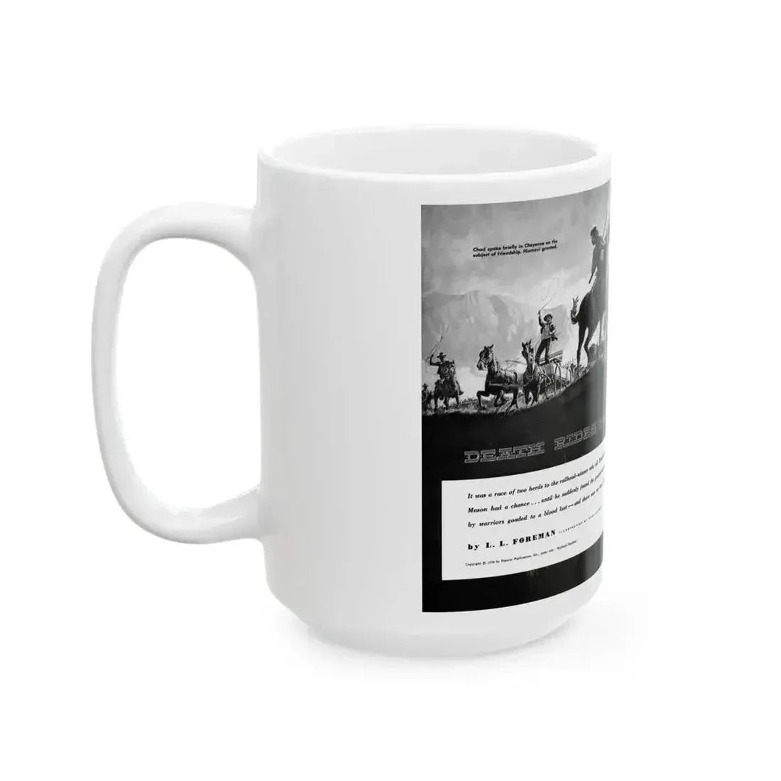 Death Rides This Trail, Adventure magazine, April 1959 - White Coffee Mug - Go Mug Yourself
