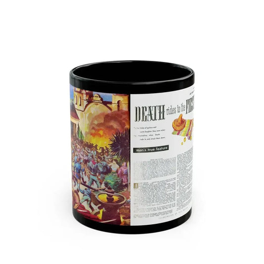 Death rides to the Fiesta, Man Junior, October 1951 - Black Coffee Mug 11oz - Go Mug Yourself
