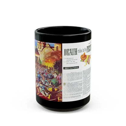 Death rides to the Fiesta, Man Junior, October 1951 - Black Coffee Mug 15oz - Go Mug Yourself
