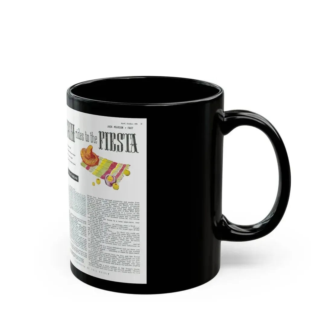 Death rides to the Fiesta, Man Junior, October 1951 - Black Coffee Mug - Go Mug Yourself