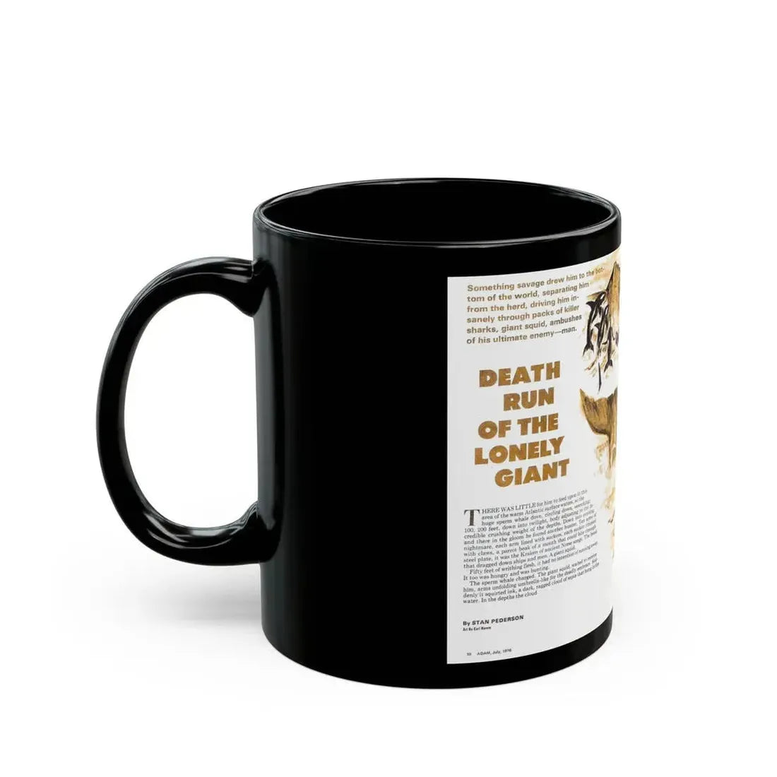 Death Run of the Lonely Giant, Adam magazine, July 1976 - Black Coffee Mug - Go Mug Yourself