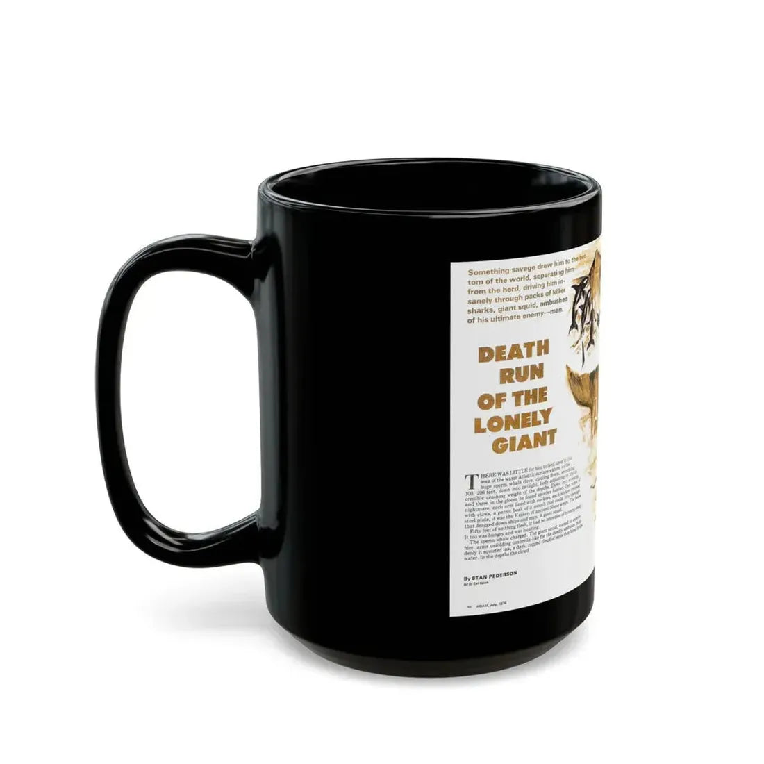 Death Run of the Lonely Giant, Adam magazine, July 1976 - Black Coffee Mug - Go Mug Yourself