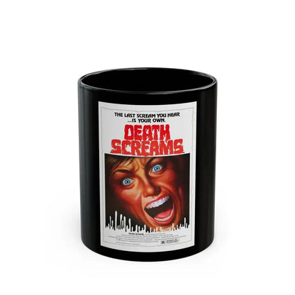 DEATH SCREAMS (HOUSE OF DEATH) 1982 Movie Poster - Black Coffee Mug 11oz - Go Mug Yourself