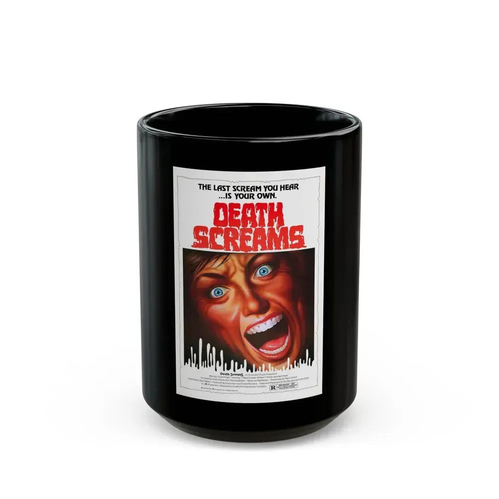 DEATH SCREAMS (HOUSE OF DEATH) 1982 Movie Poster - Black Coffee Mug 15oz - Go Mug Yourself