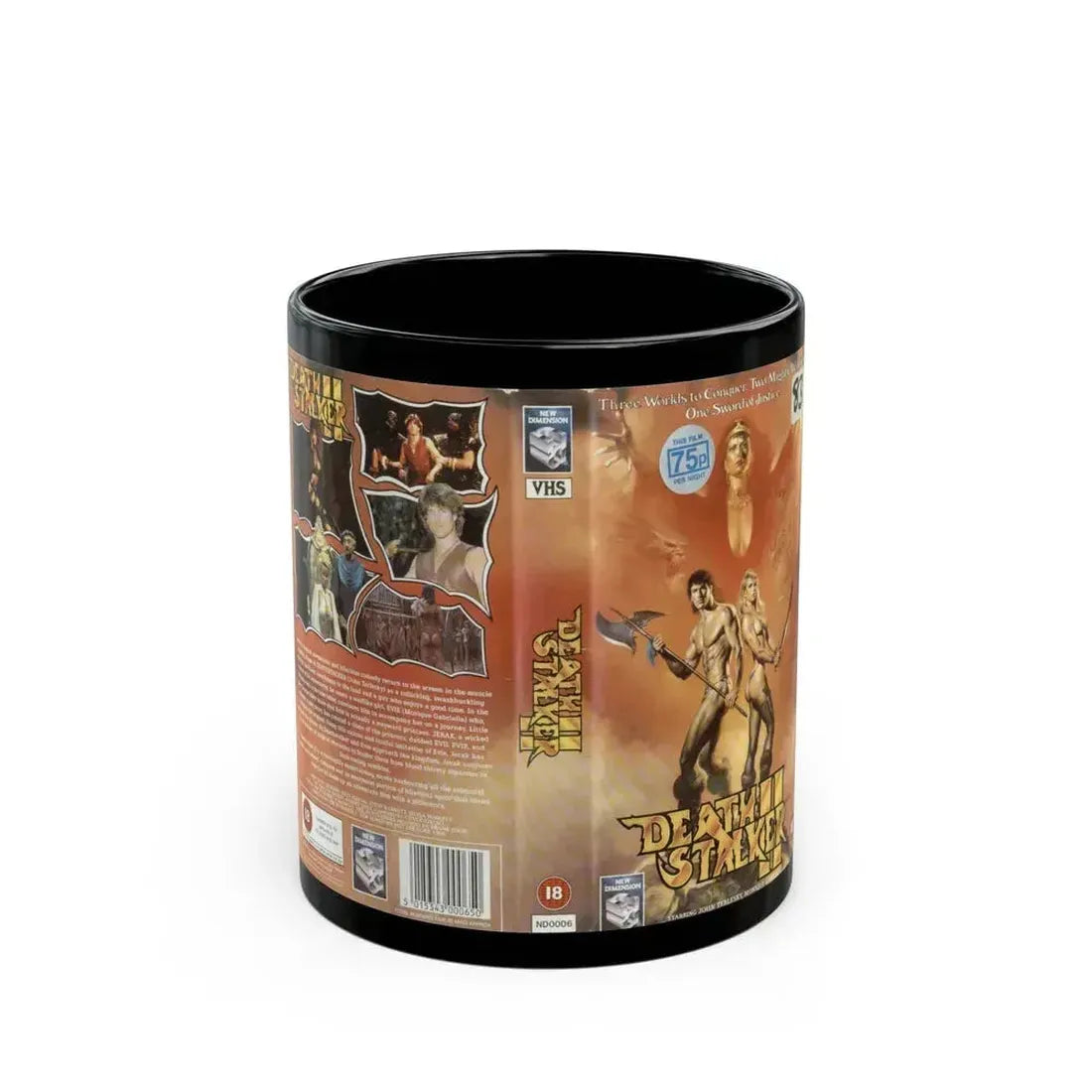 DEATH STALKER 2 (VHS COVER) - Black Coffee Mug 11oz - Go Mug Yourself