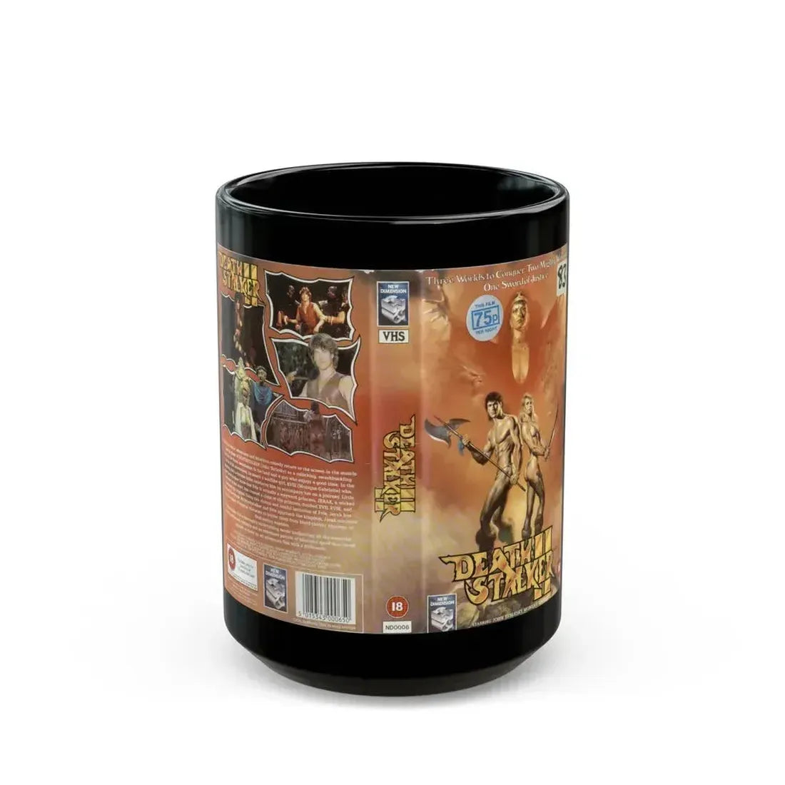DEATH STALKER 2 (VHS COVER) - Black Coffee Mug 15oz - Go Mug Yourself