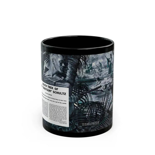 Death Trek Of Sgt. 'Shotgun' Schultz, For Men Only, February 1959 - Black Coffee Mug 11oz - Go Mug Yourself
