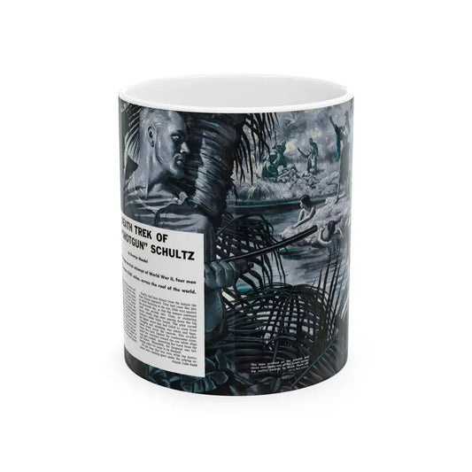 Death Trek Of Sgt. 'Shotgun' Schultz, For Men Only, February 1959 - White Coffee Mug 11oz - Go Mug Yourself