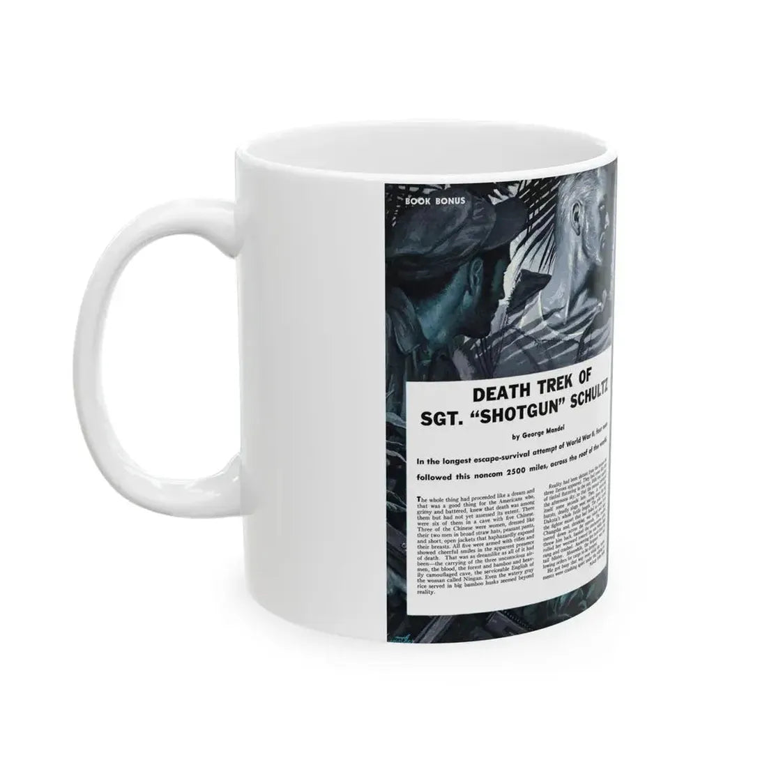 Death Trek Of Sgt. 'Shotgun' Schultz, For Men Only, February 1959 - White Coffee Mug - Go Mug Yourself