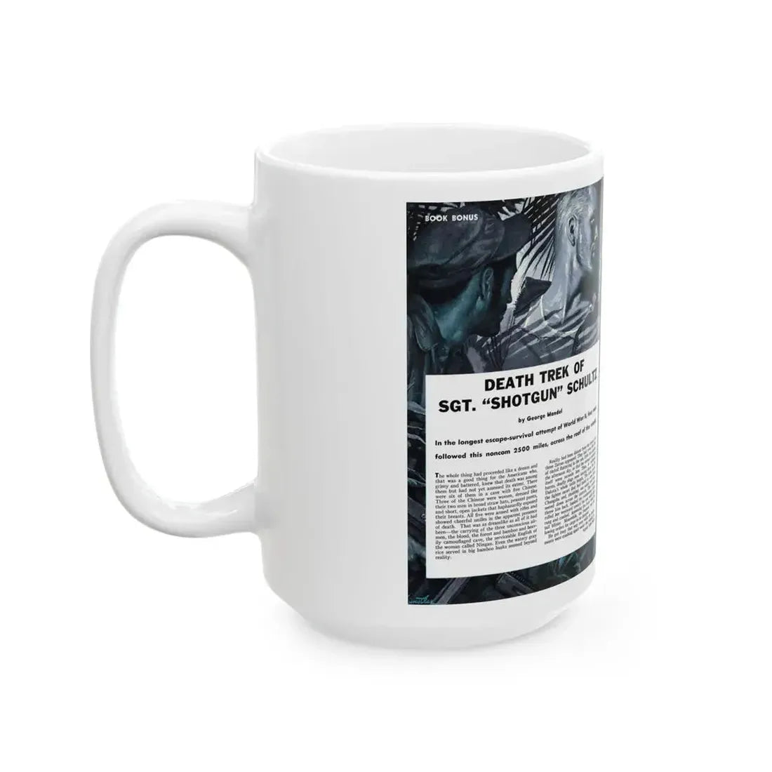 Death Trek Of Sgt. 'Shotgun' Schultz, For Men Only, February 1959 - White Coffee Mug - Go Mug Yourself