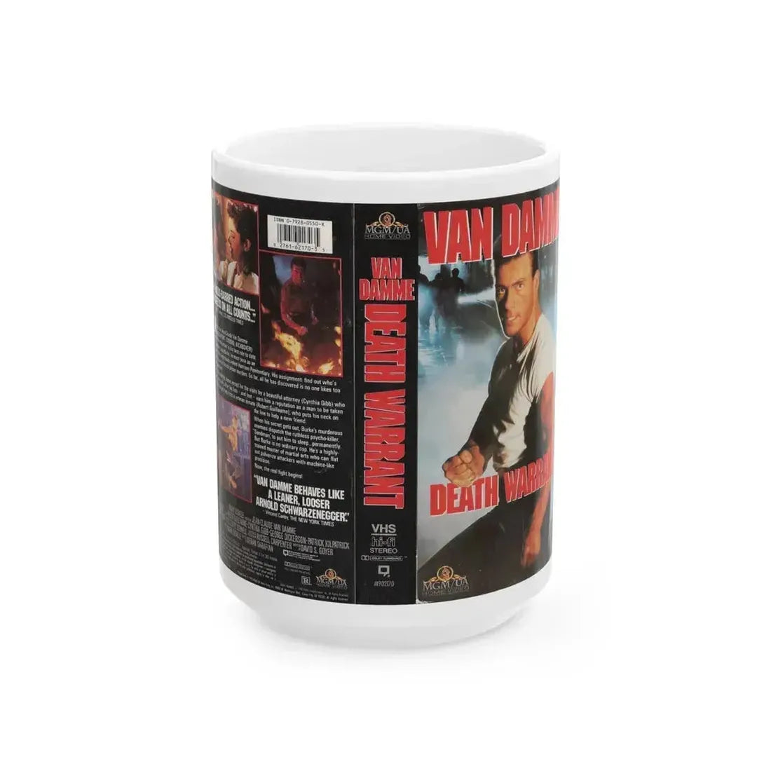 DEATH WARRANT VAN DAMME (VHS COVER) - White Coffee Mug 15oz - Go Mug Yourself