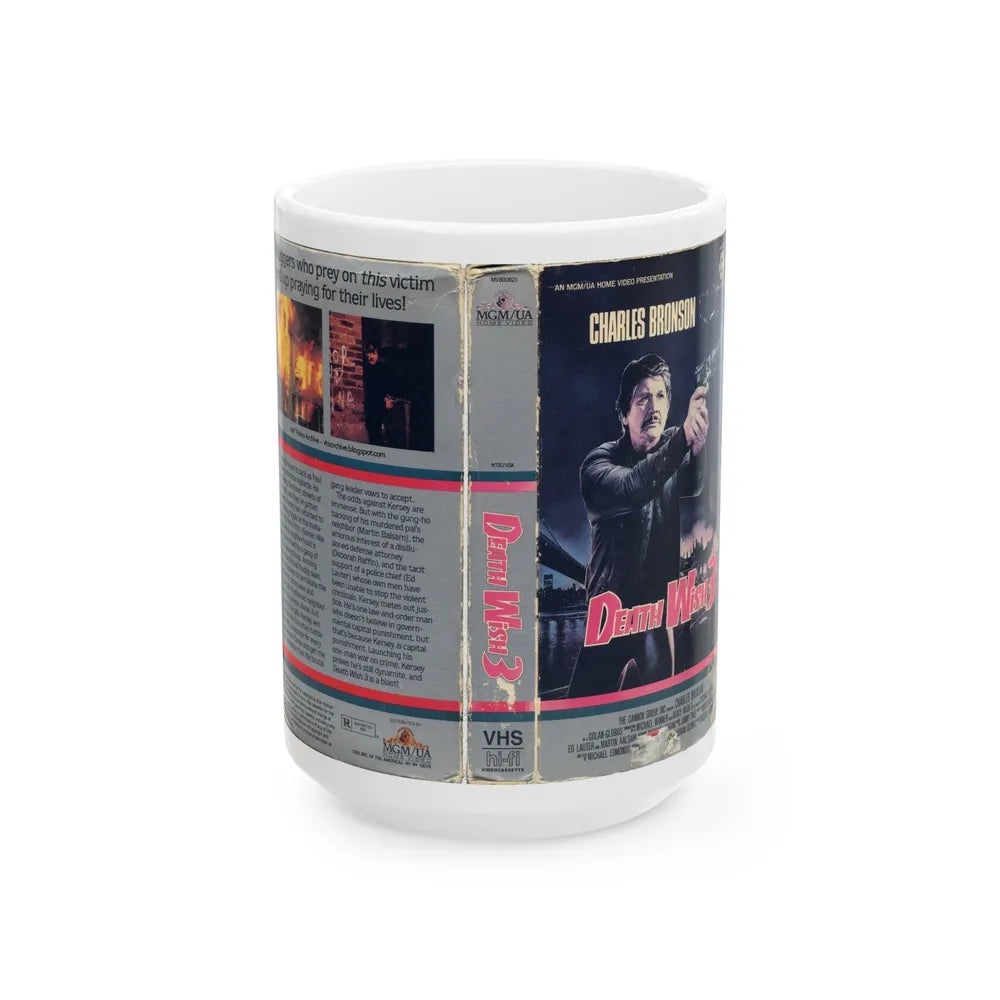 DEATH WISH 3 CHARLES BRONSON (VHS COVER) - White Coffee Mug-15oz-Go Mug Yourself