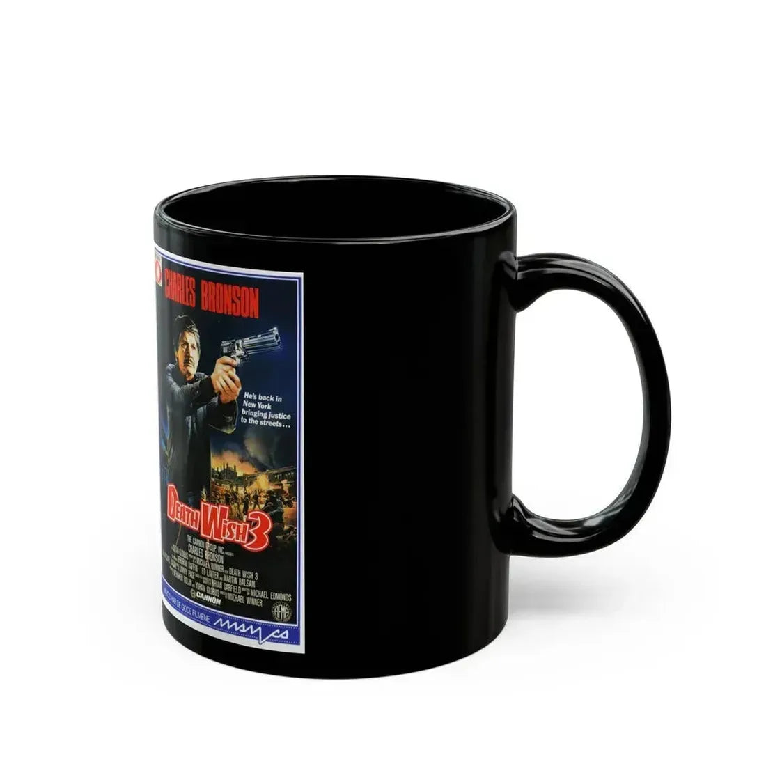 DEATH WISH 3 (VHS COVER) - Black Coffee Mug - Go Mug Yourself