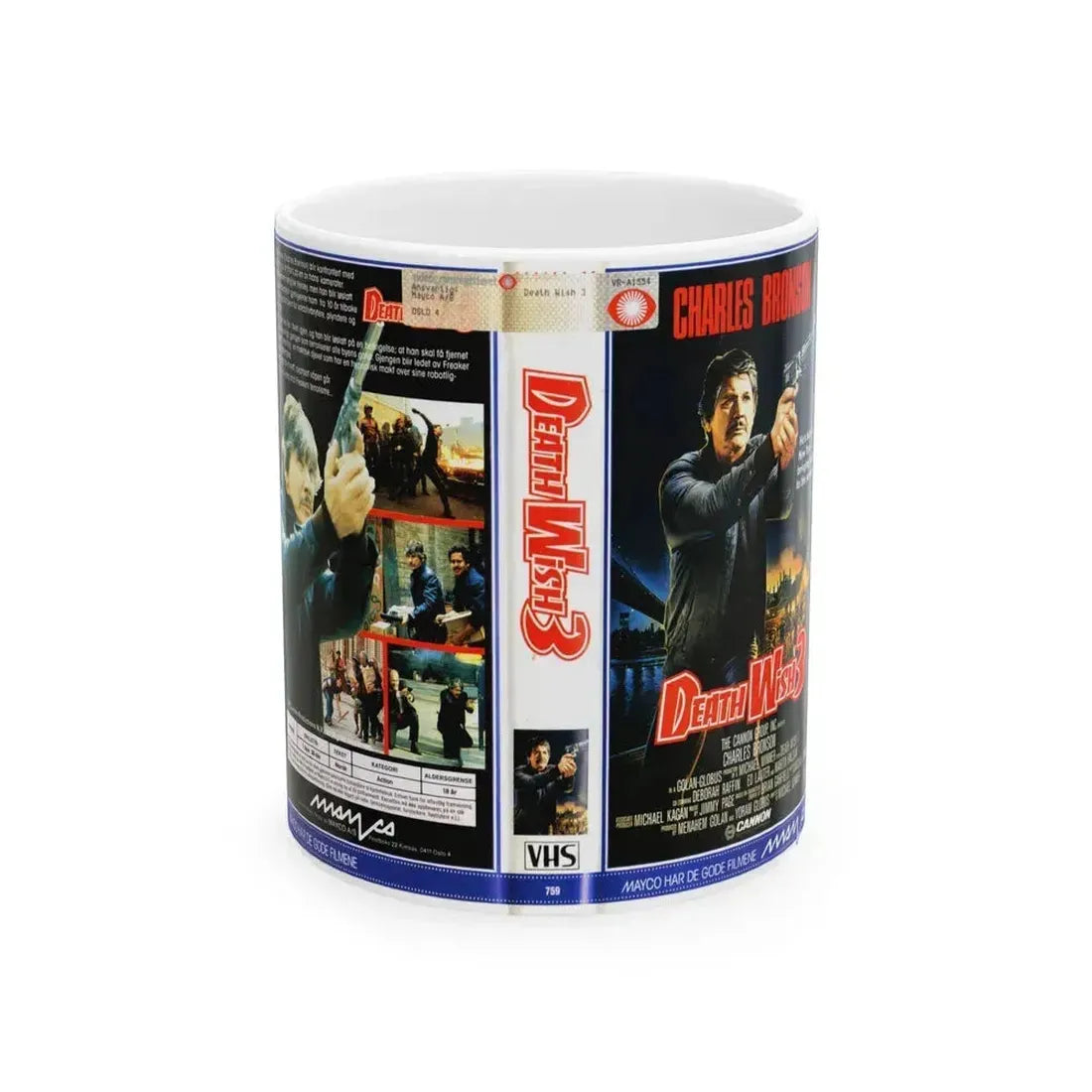 DEATH WISH 3 (VHS COVER) - White Coffee Mug 11oz - Go Mug Yourself