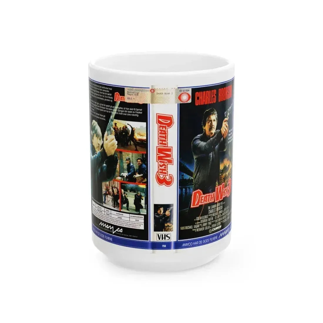 DEATH WISH 3 (VHS COVER) - White Coffee Mug 15oz - Go Mug Yourself