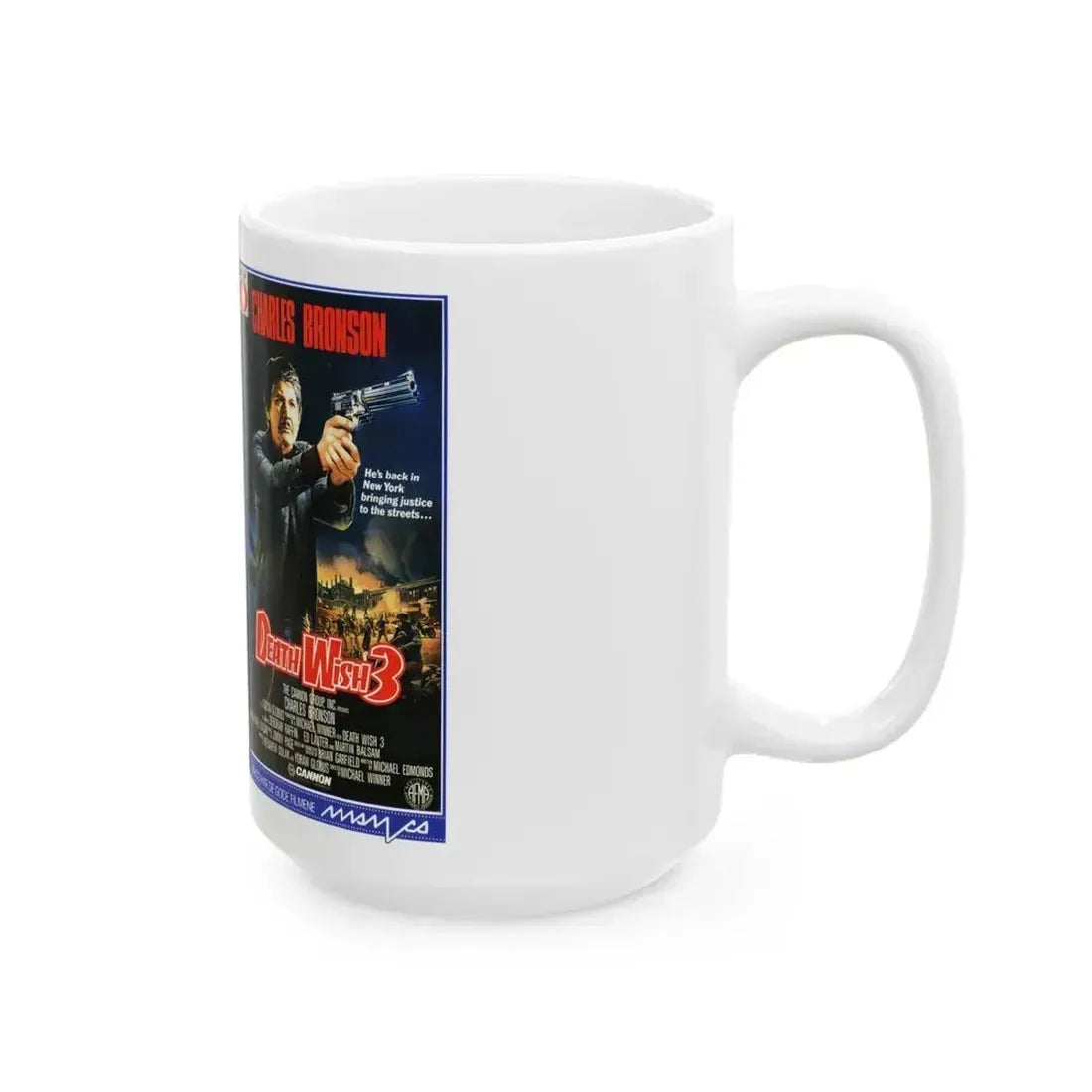 DEATH WISH 3 (VHS COVER) - White Coffee Mug - Go Mug Yourself