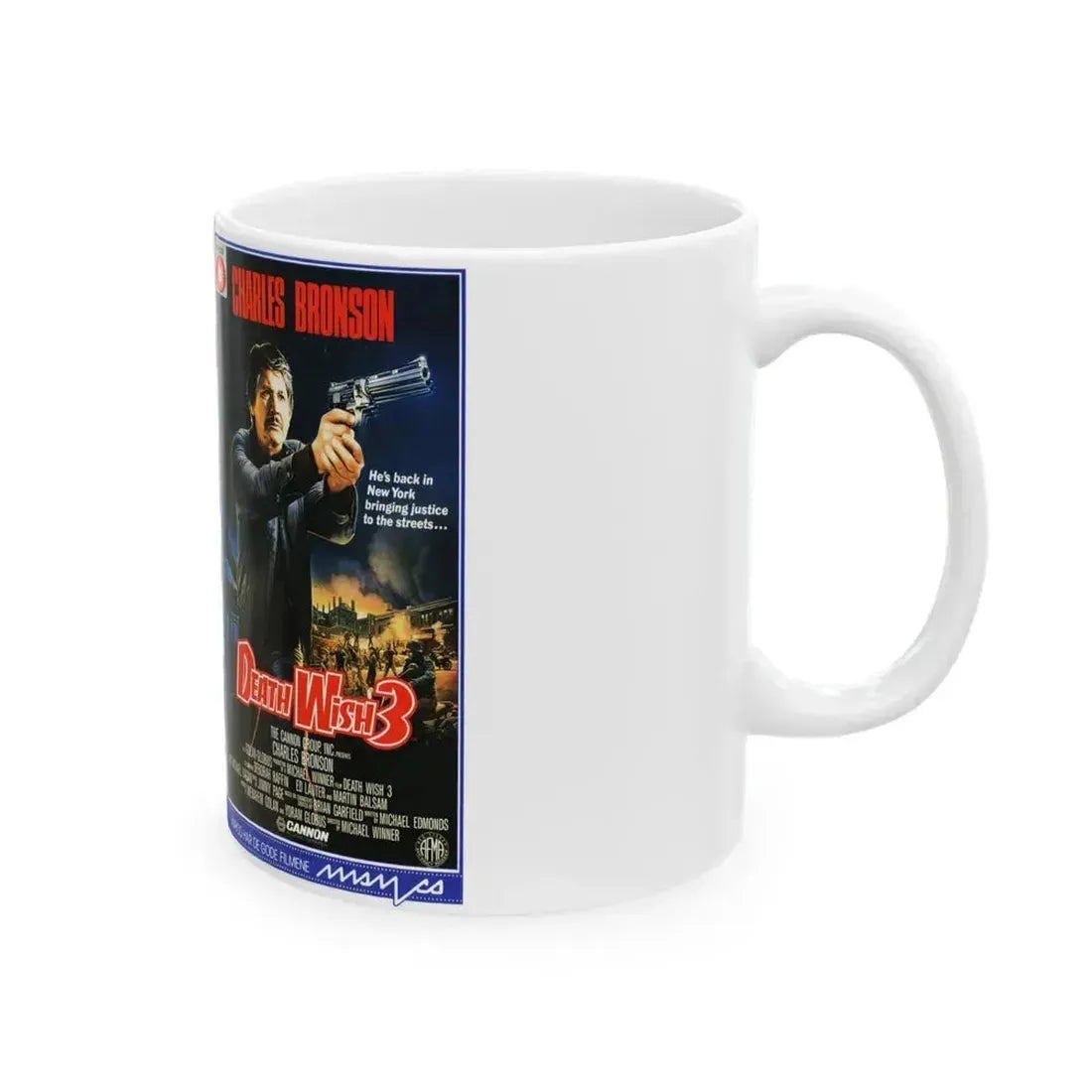 DEATH WISH 3 (VHS COVER) - White Coffee Mug - Go Mug Yourself