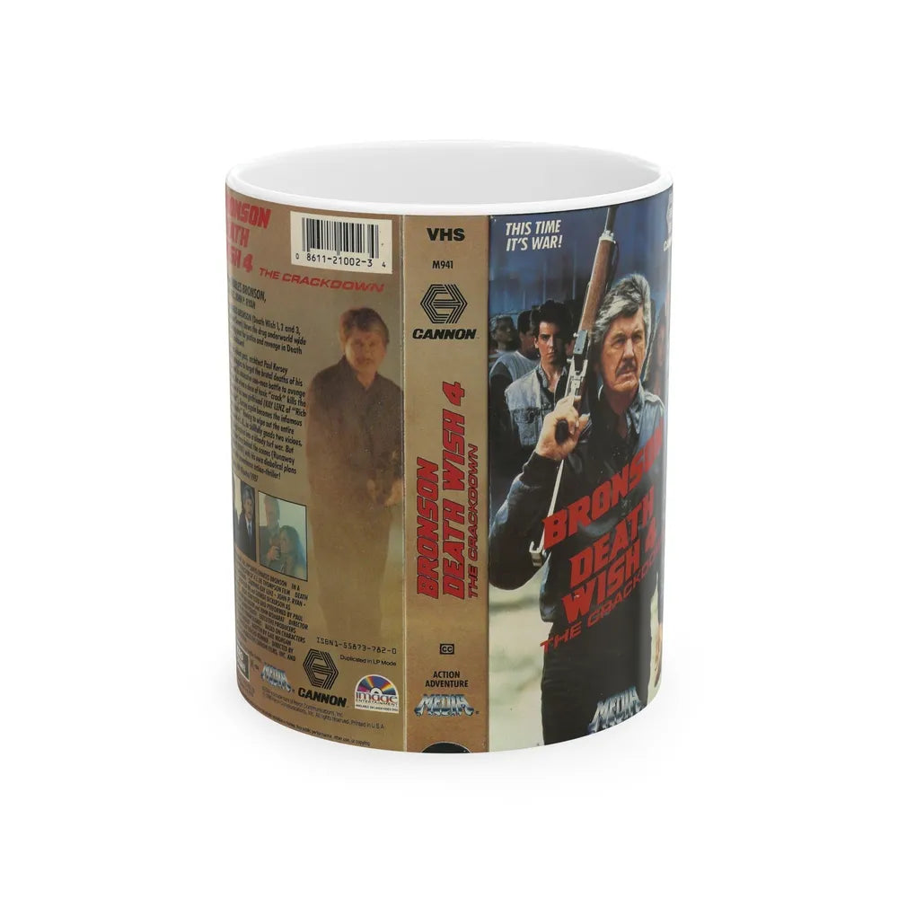 DEATH WISH 4 THE CRACKDOWN CANNON (VHS COVER) - White Coffee Mug-11oz-Go Mug Yourself