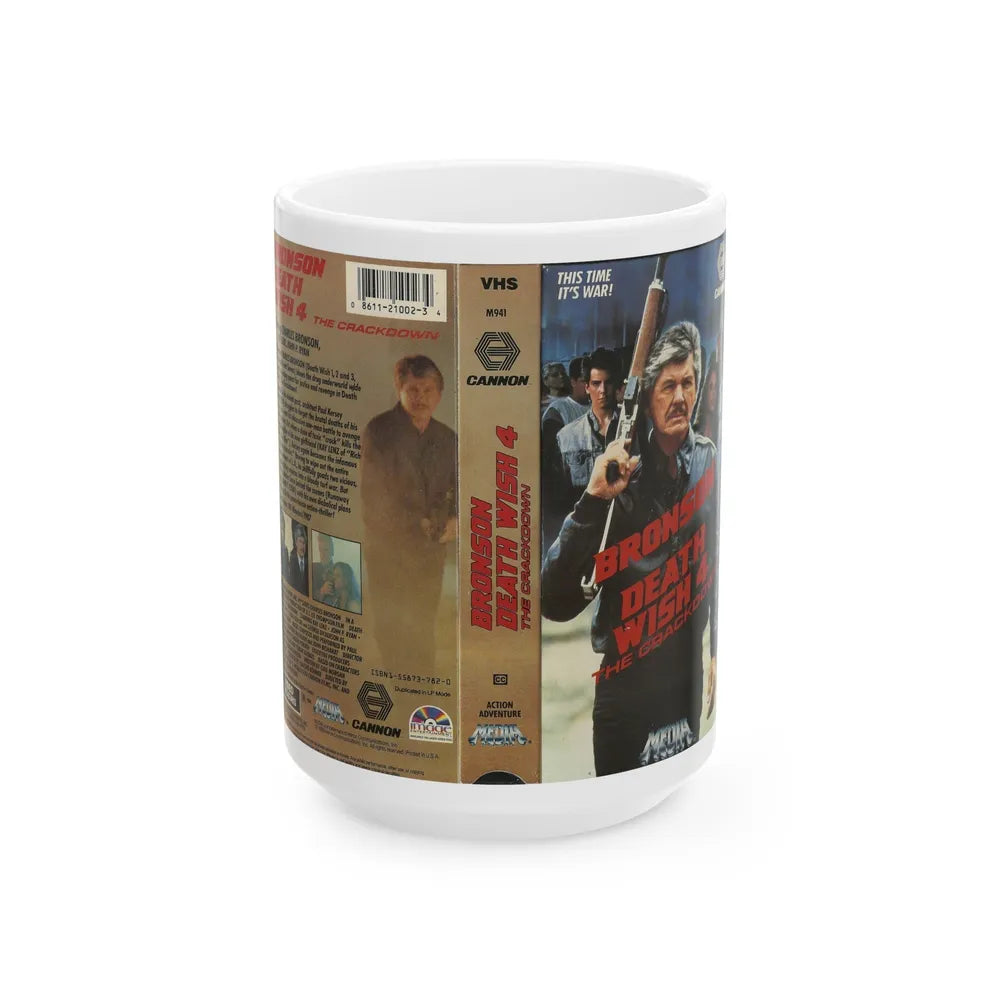 DEATH WISH 4 THE CRACKDOWN CANNON (VHS COVER) - White Coffee Mug-15oz-Go Mug Yourself