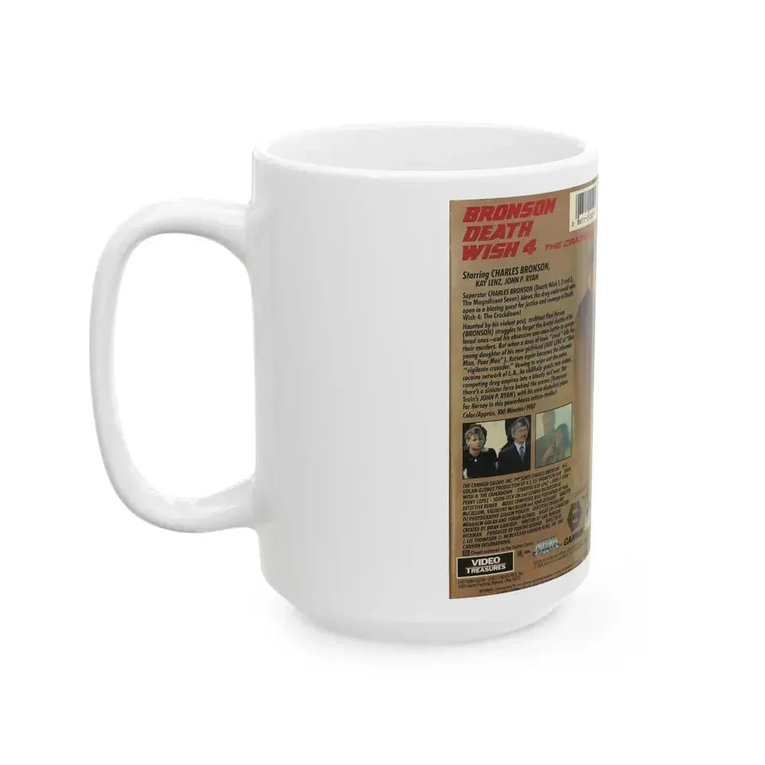 DEATH WISH 4 THE CRACKDOWN CANNON (VHS COVER) - White Coffee Mug - Go Mug Yourself