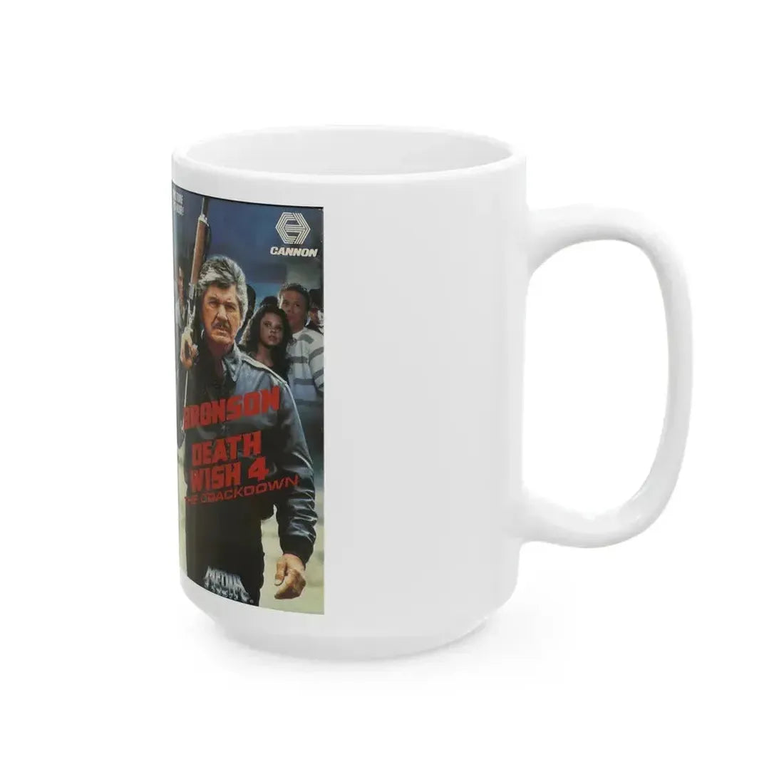 DEATH WISH 4 THE CRACKDOWN CANNON (VHS COVER) - White Coffee Mug - Go Mug Yourself