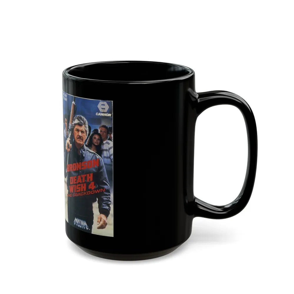 DEATH WISH 4 THE CRACKDOWN CHARLES BRONSON (VHS COVER) - Black Coffee Mug-Go Mug Yourself