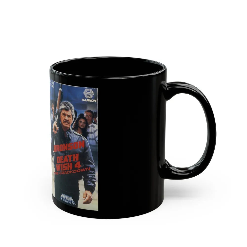 DEATH WISH 4 THE CRACKDOWN CHARLES BRONSON (VHS COVER) - Black Coffee Mug-Go Mug Yourself