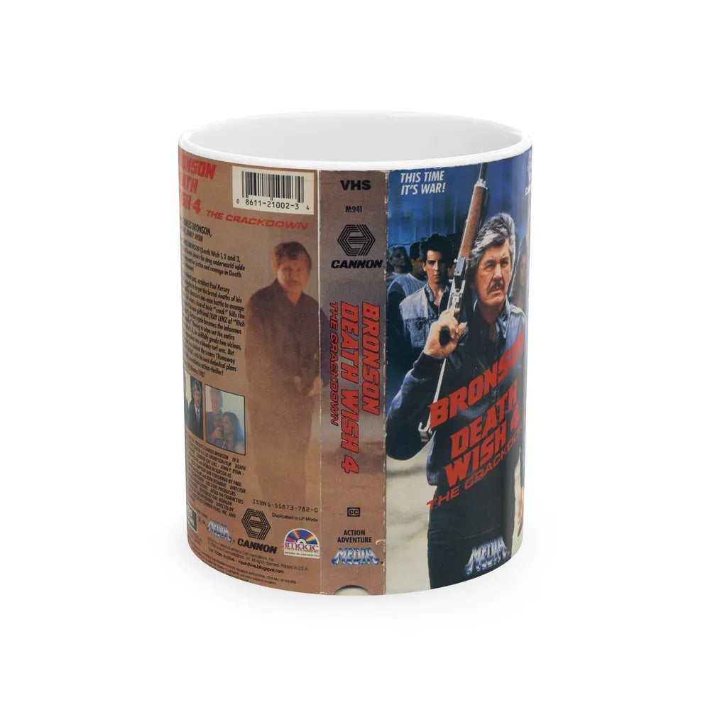 DEATH WISH 4 THE CRACKDOWN CHARLES BRONSON (VHS COVER) - White Coffee Mug-11oz-Go Mug Yourself