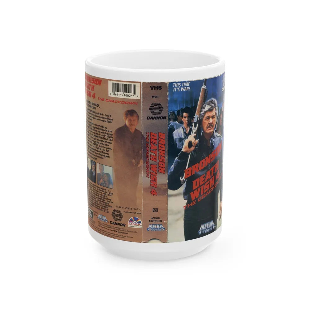 DEATH WISH 4 THE CRACKDOWN CHARLES BRONSON (VHS COVER) - White Coffee Mug-15oz-Go Mug Yourself