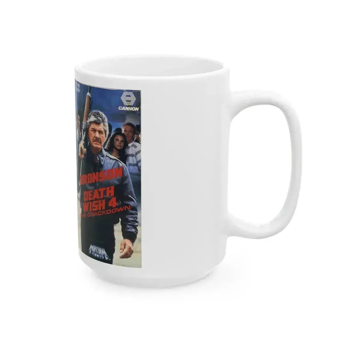 DEATH WISH 4 THE CRACKDOWN CHARLES BRONSON (VHS COVER) - White Coffee Mug - Go Mug Yourself