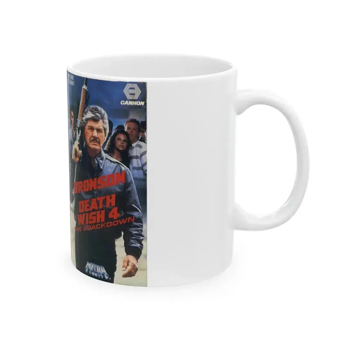 DEATH WISH 4 THE CRACKDOWN CHARLES BRONSON (VHS COVER) - White Coffee Mug - Go Mug Yourself