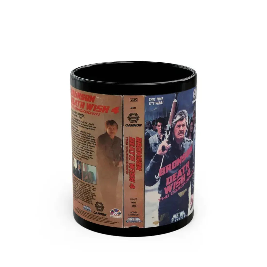 DEATH WISH 4 THE CRACKDOWN (VHS COVER) - Black Coffee Mug 11oz - Go Mug Yourself
