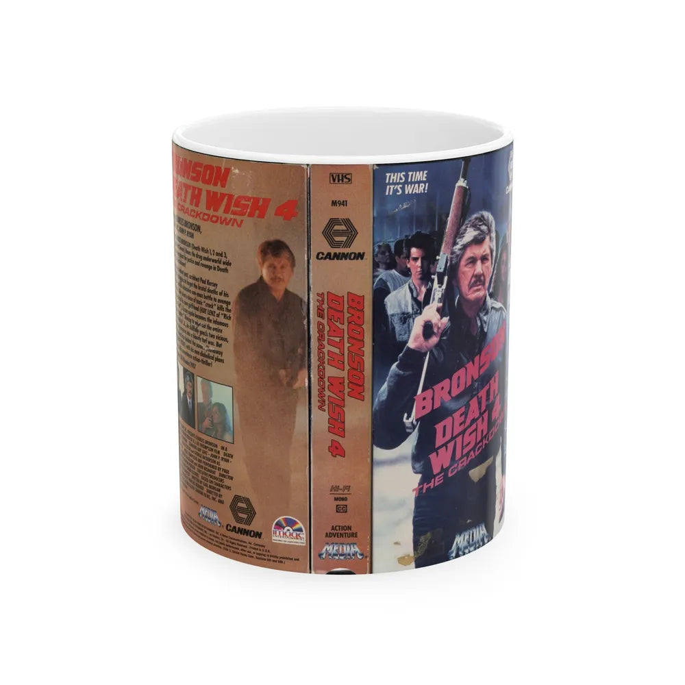 DEATH WISH 4 THE CRACKDOWN (VHS COVER) - White Coffee Mug-11oz-Go Mug Yourself